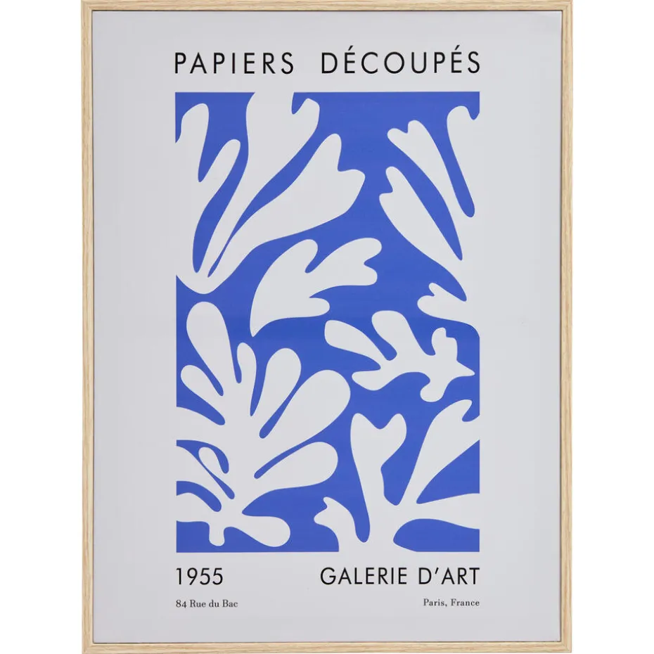 Canvas Schilderij Papiers Decoupes Blauw 45x60 cm