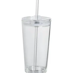 Drinkbeker Met Rietje Holo Transparant - 650 ml