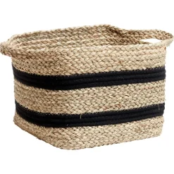 Mand Lorrach Zwart Naturel 28x28x21 cm