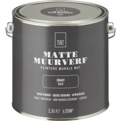 Muurverf Mat Zwart 2.5 l