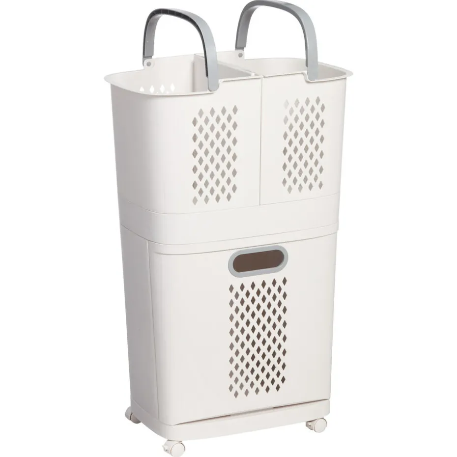 Wasmand 3-Vakken 70 Liter Beige