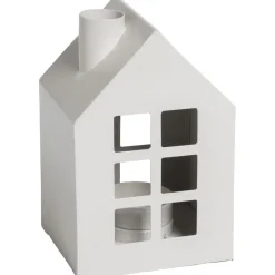 Waxinelichthouder Huis Metaal Taupe 11 cm